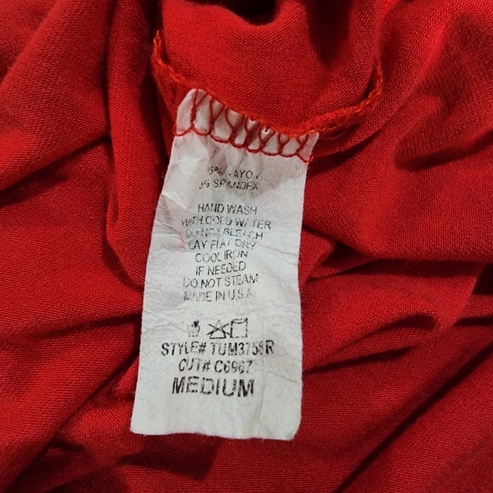 E. Luna Red Women's Short Sleeve Liberty Top Size M - Picture 10 of 11
